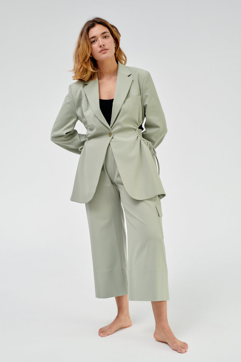 Nomia Gathered Culottes-Nomia green trousers-nomia cropped pants-Idun-St. Paul