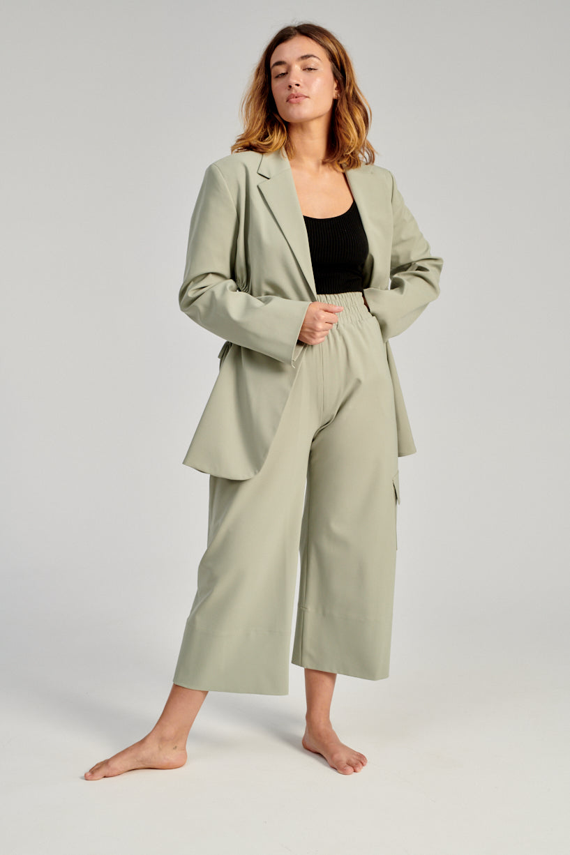 Nomia Gathered Culottes-Nomia green trousers-nomia cropped pants-Idun-St. Paul