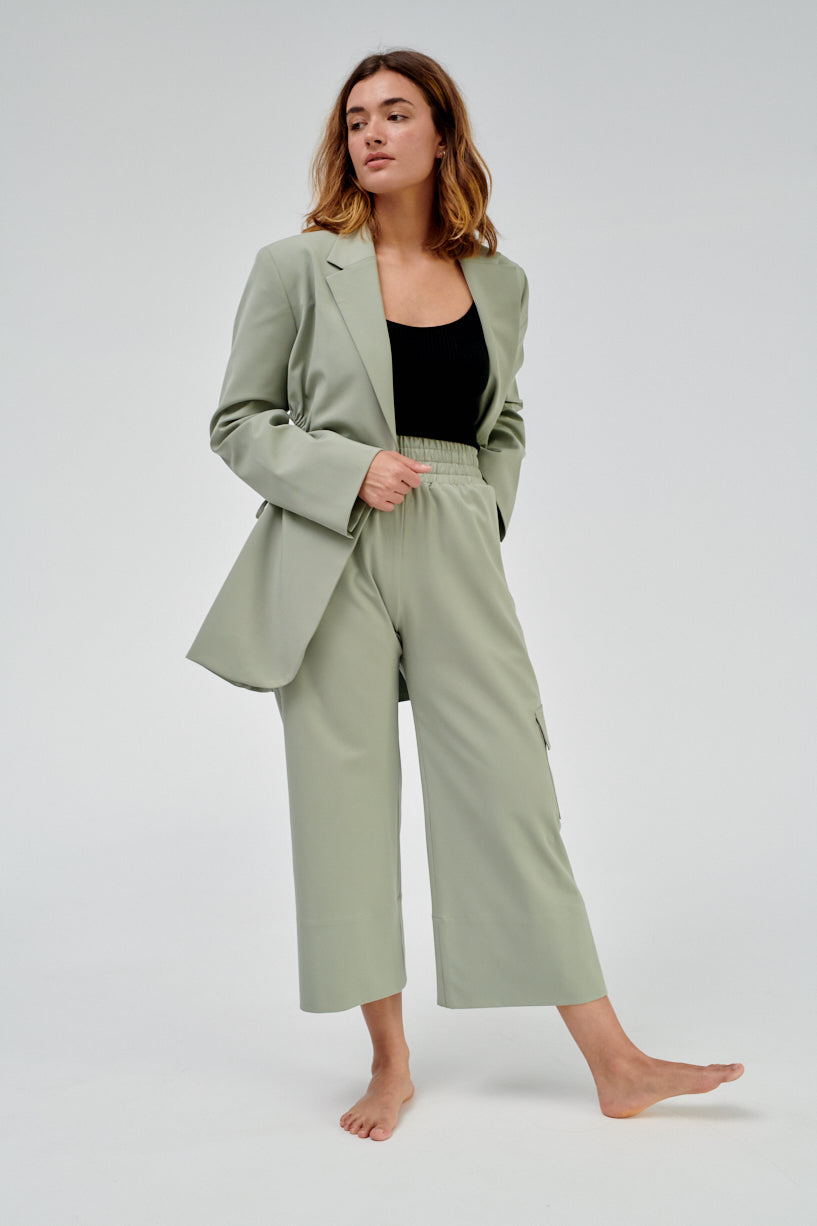 Nomia Gathered Culottes-Nomia green trousers-nomia cropped pants-Idun-St. Paul