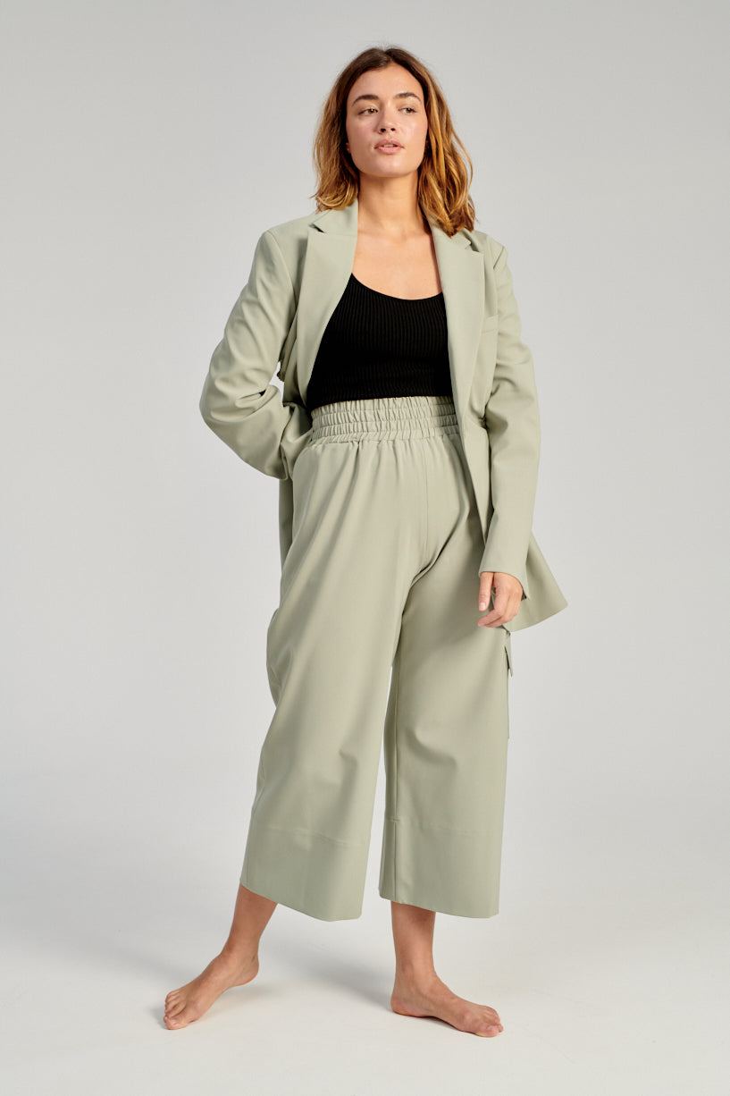 Nomia Gathered Culottes-Nomia green trousers-nomia cropped pants-Idun-St. Paul