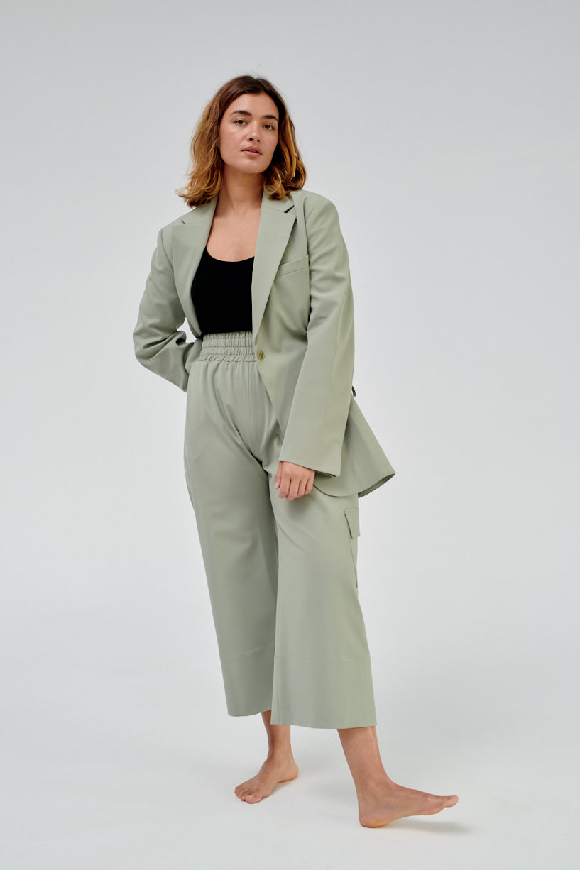 Nomia Gathered Culottes-Nomia green trousers-nomia cropped pants-Idun-St. Paul