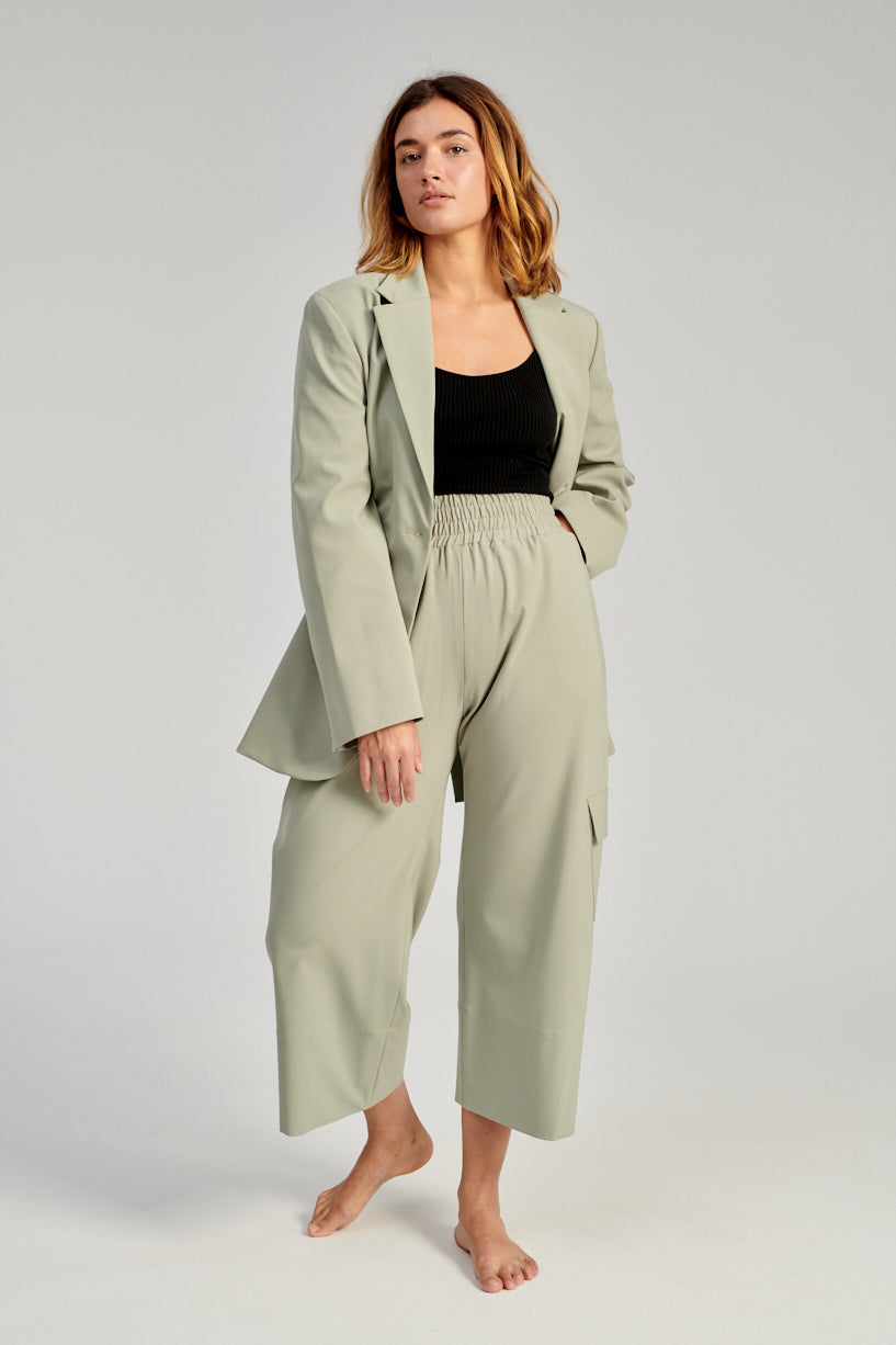 Nomia Gathered Culottes-Nomia green trousers-nomia cropped pants-Idun-St. Paul