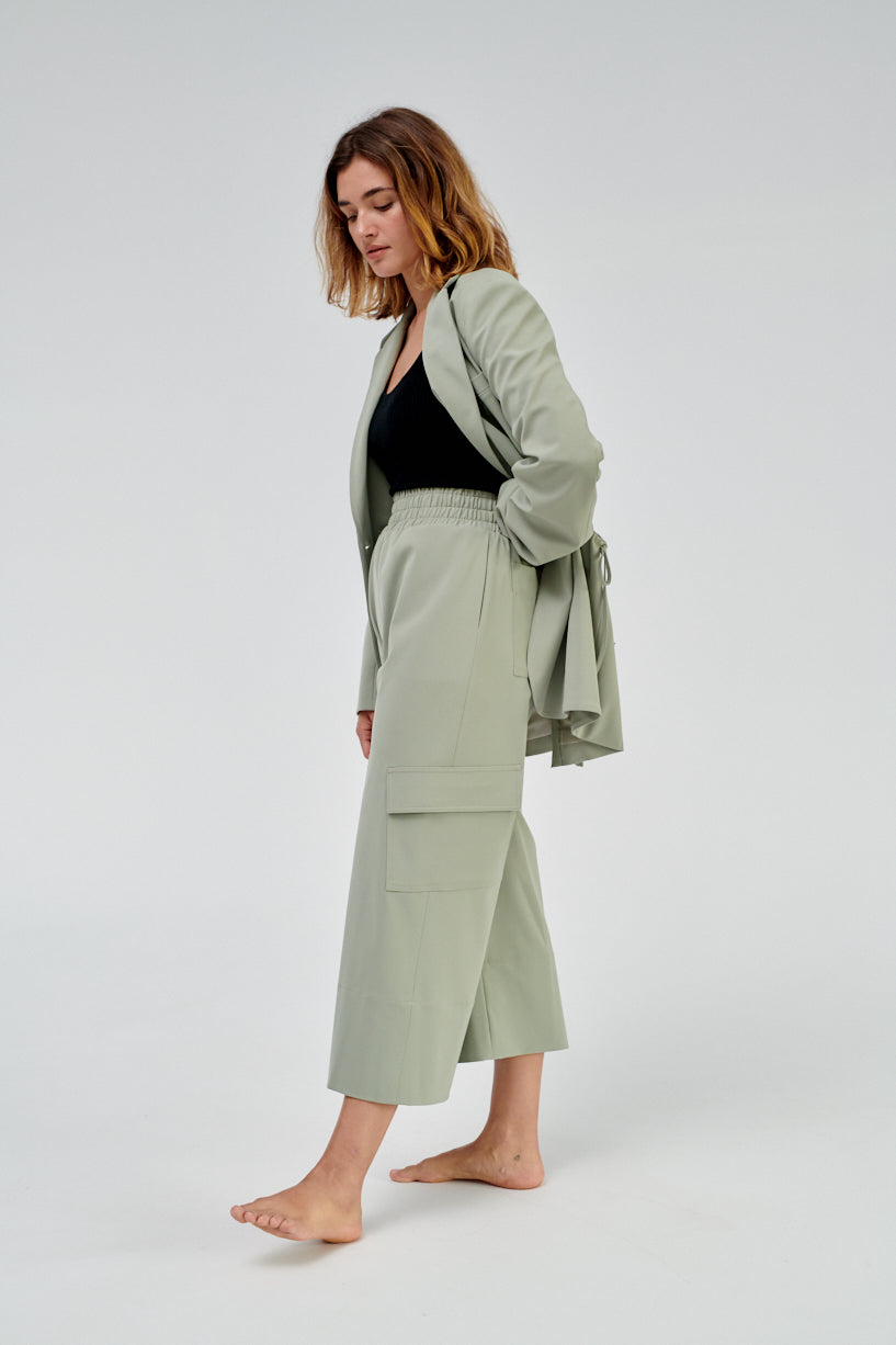 Nomia Gathered Culottes-Nomia green trousers-nomia cropped pants-Idun-St. Paul