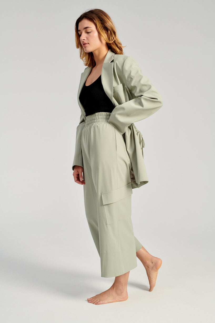 Nomia Gathered Culottes-Nomia green trousers-nomia cropped pants-Idun-St. Paul