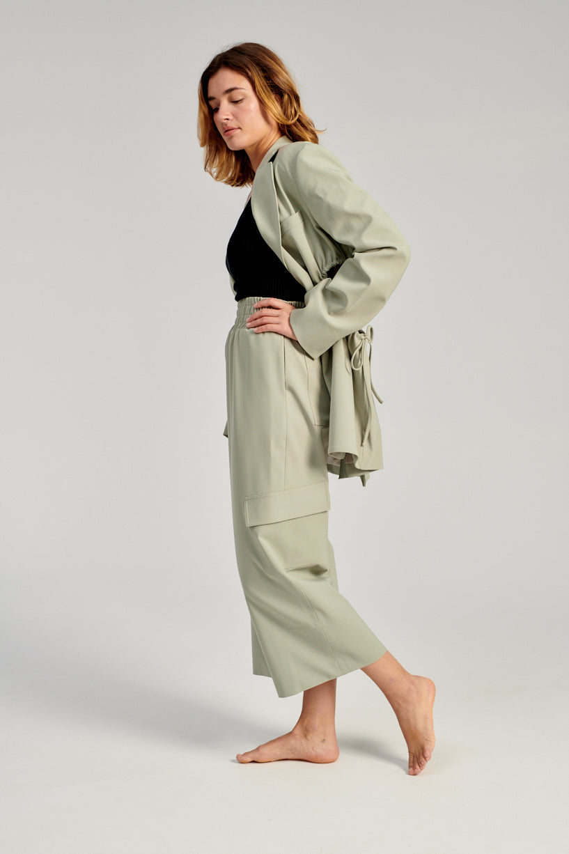 Nomia Gathered Culottes-Nomia green trousers-nomia cropped pants-Idun-St. Paul