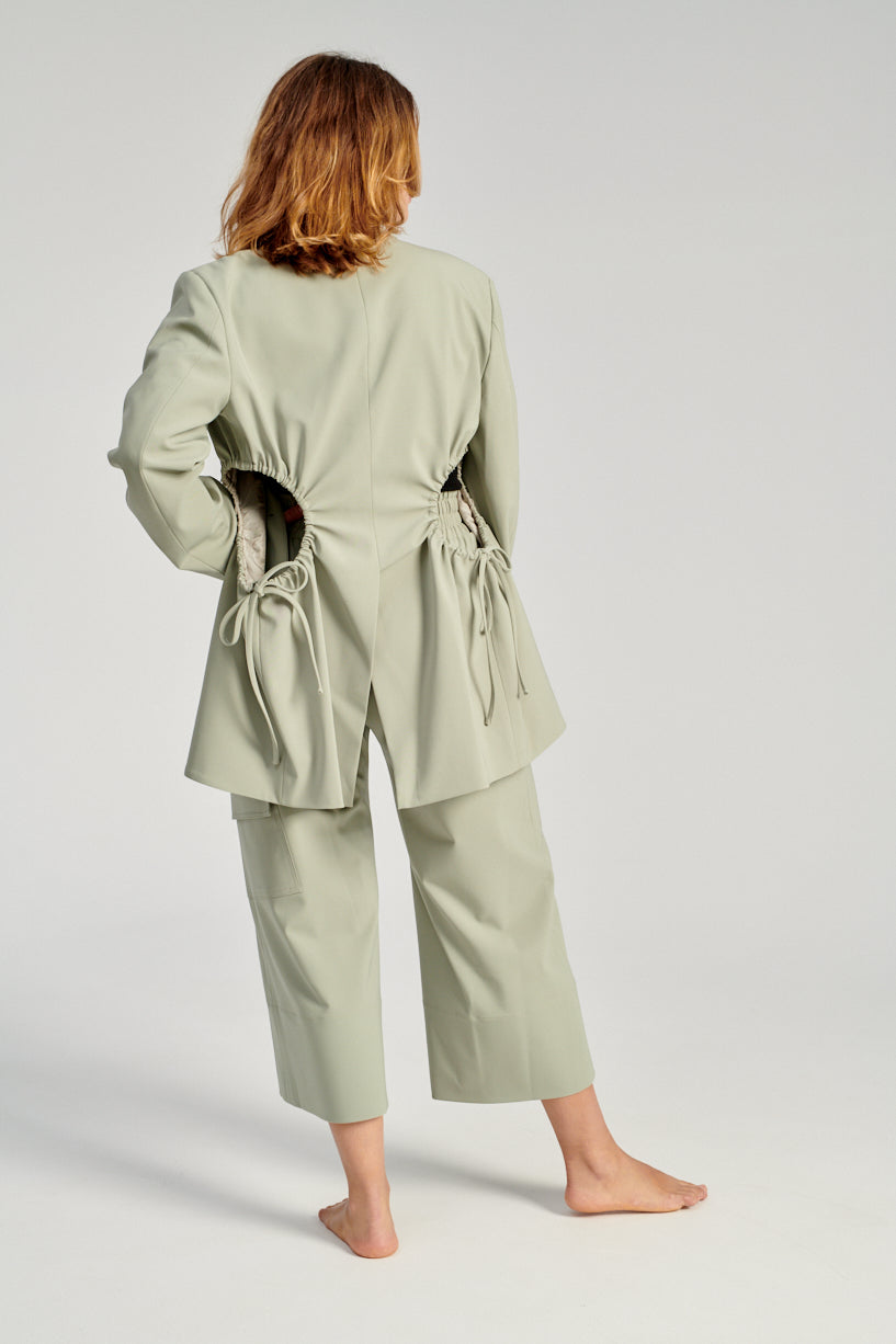 Nomia Gathered Culottes-Nomia green trousers-nomia cropped pants-Idun-St. Paul