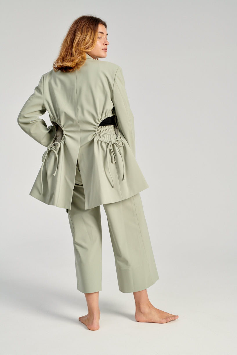 Nomia Gathered Culottes-Nomia green trousers-nomia cropped pants-Idun-St. Paul