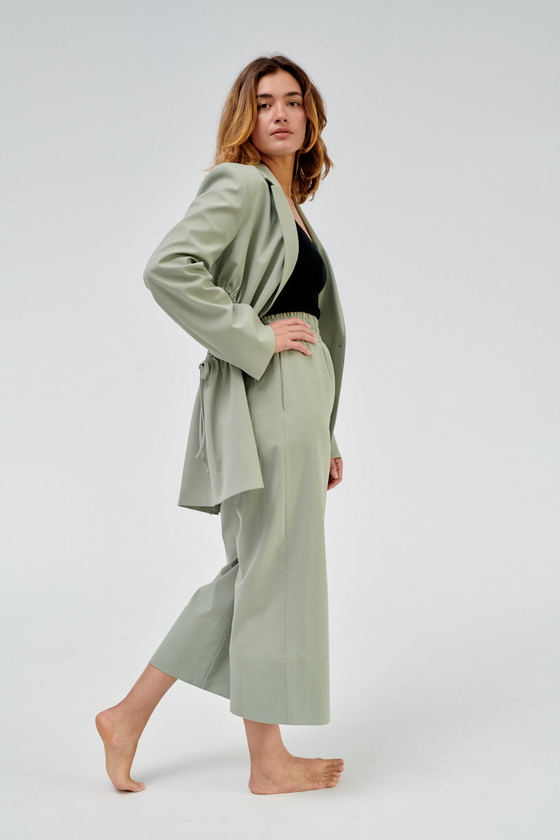 Nomia Gathered Culottes-Nomia green trousers-nomia cropped pants-Idun-St. Paul