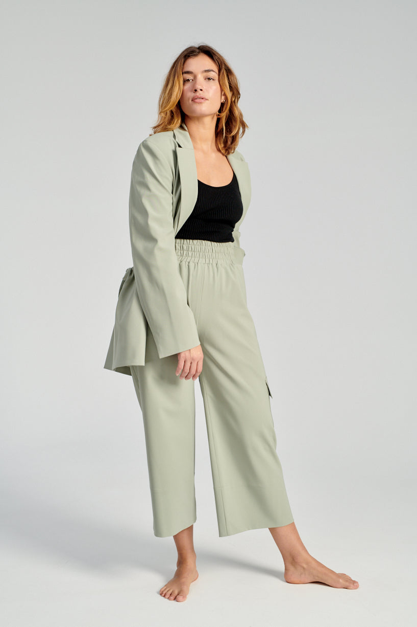 Nomia Gathered Culottes-Nomia green trousers-nomia cropped pants-Idun-St. Paul