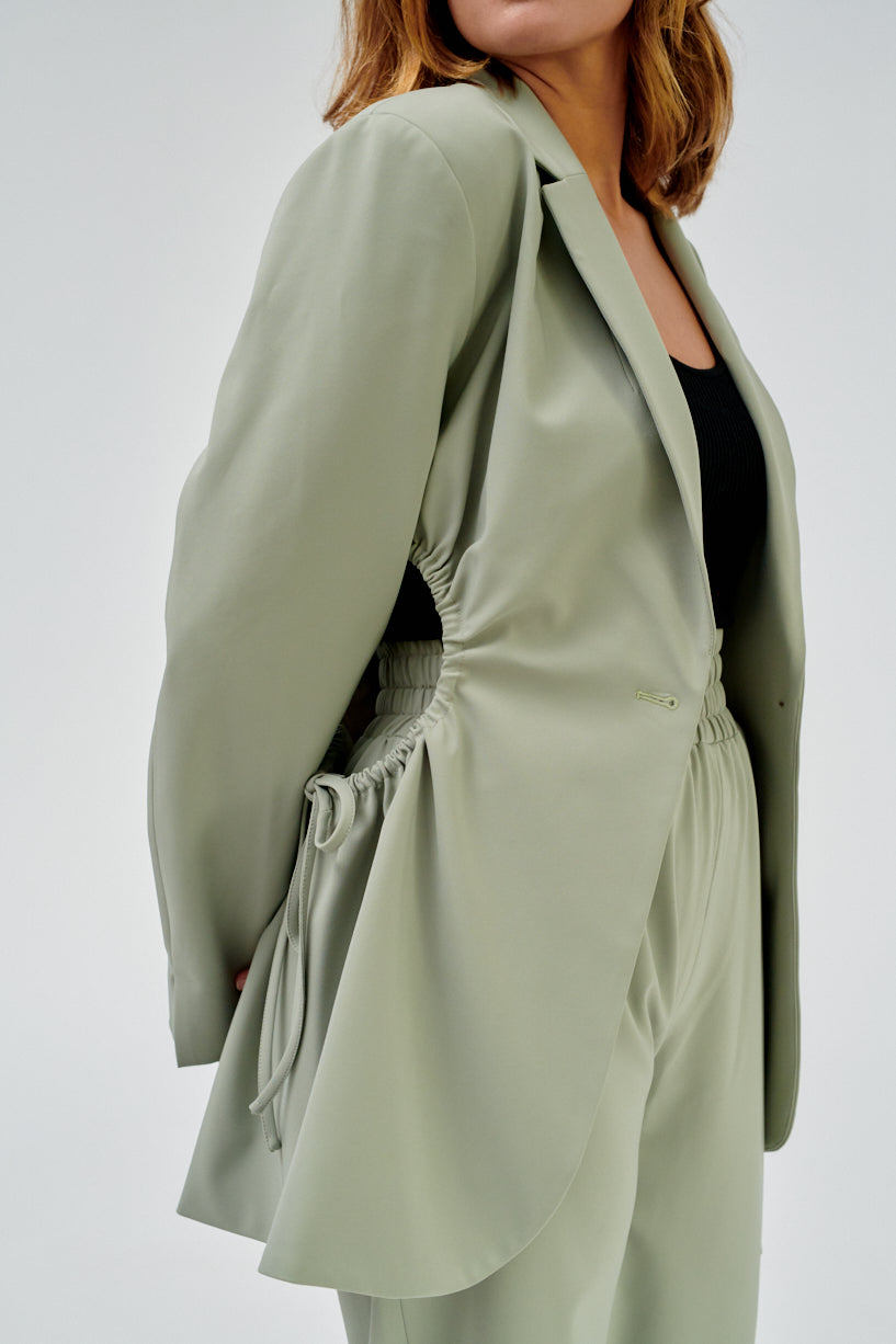 Nomia Gathered Cut Out Blazer-Nomia green blazer-Idun-St. Paul