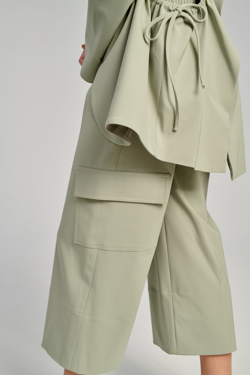 Nomia Gathered Culottes-Nomia green trousers-nomia cropped pants-Idun-St. Paul