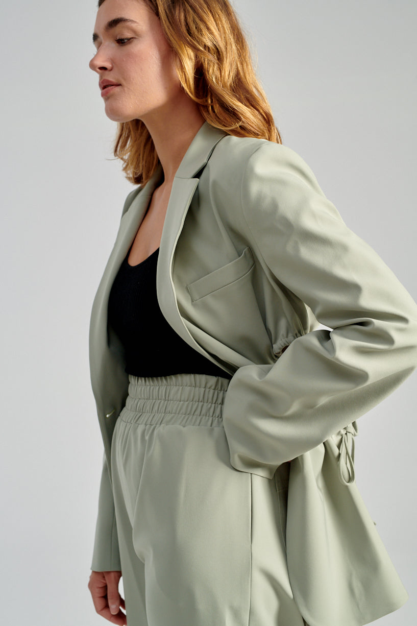 Nomia Gathered Cut Out Blazer-Nomia green blazer-Idun-St. Paul