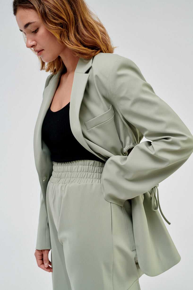 Nomia Gathered Cut Out Blazer-Nomia green blazer-Idun-St. Paul