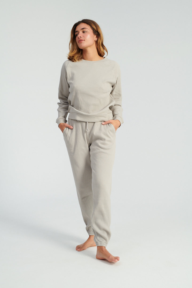 Baserange Basic Sweatshirt grey purple-baserange ribbed sweatshirt-Idun-St. Paul