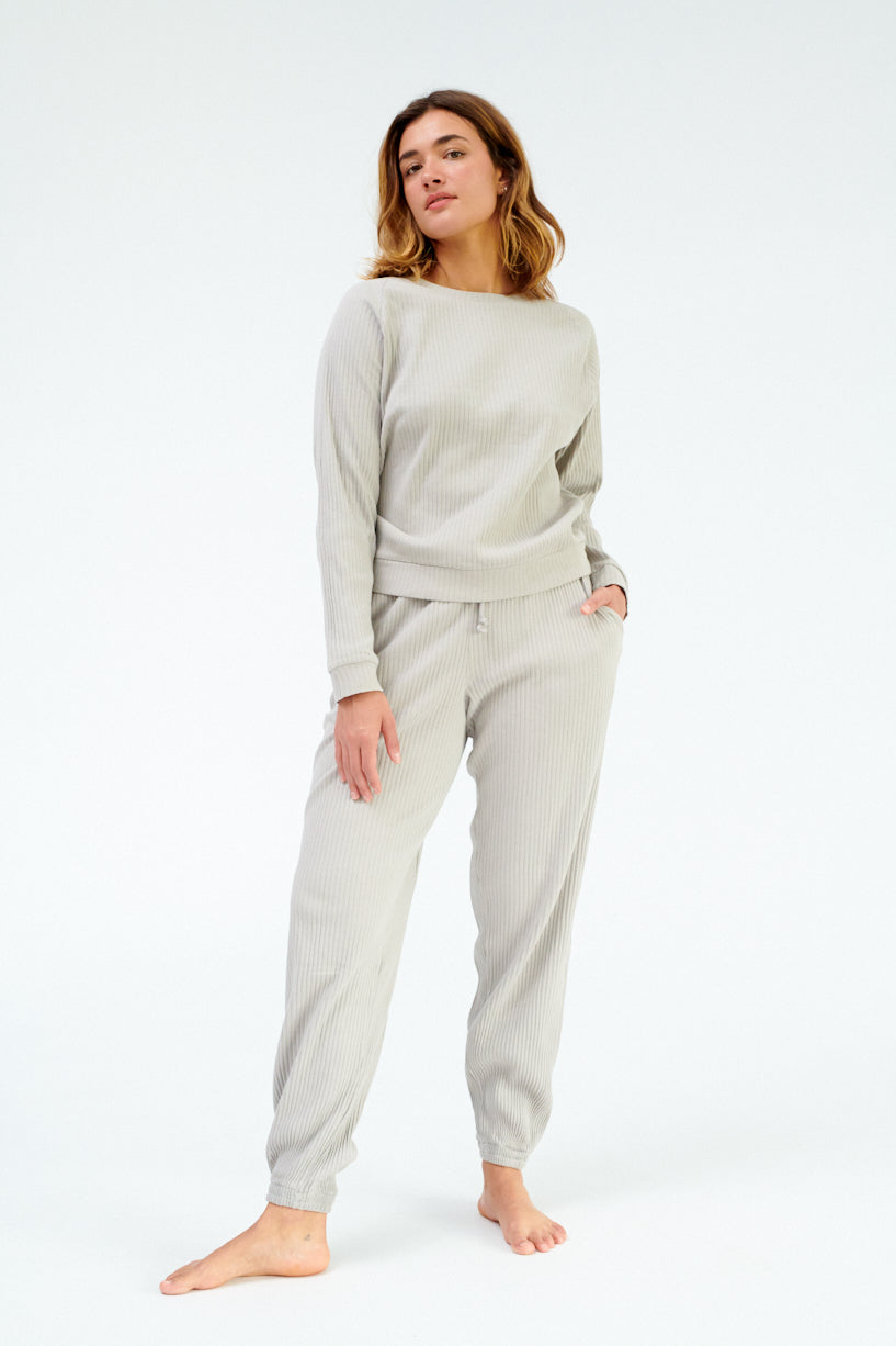 Baserange Basic Sweatshirt grey purple-baserange ribbed sweatshirt-Idun-St. Paul