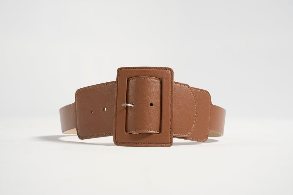 Maryam Nassir Zadeh-Maryam Nassir Zadeh win belt-oversized belt-leather belt-camel belt-Idun-St. Paul