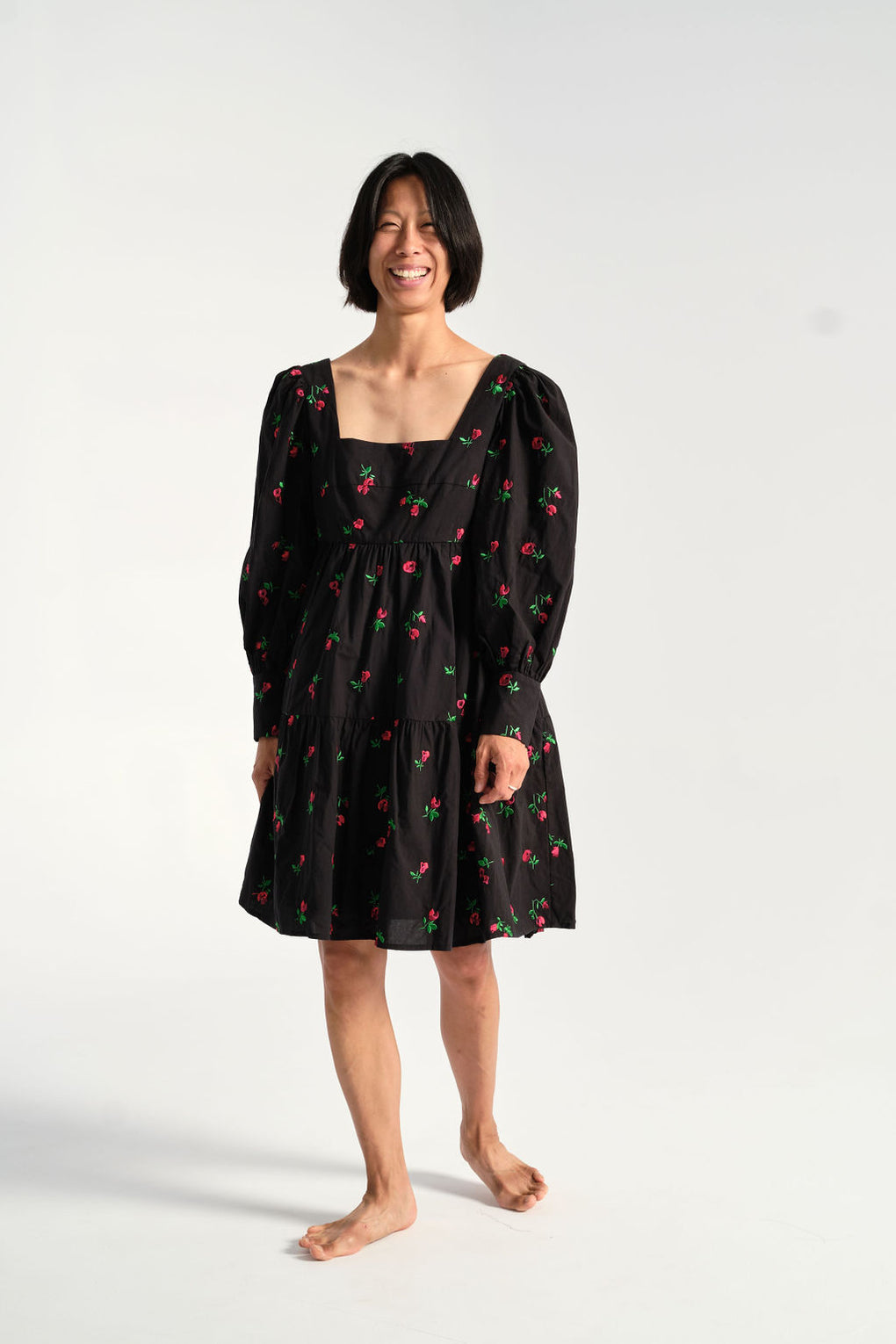 Rachel Antonoff - Christa Empire Dress in Black Rose - Idun - St. Paul