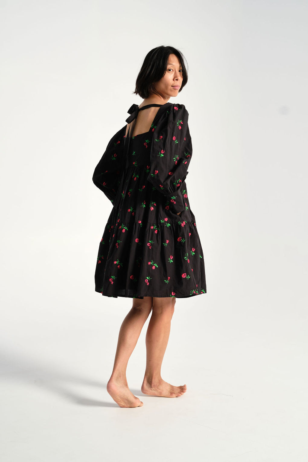 Rachel Antonoff - Christa Empire Dress in Black Rose - Idun - St. Paul