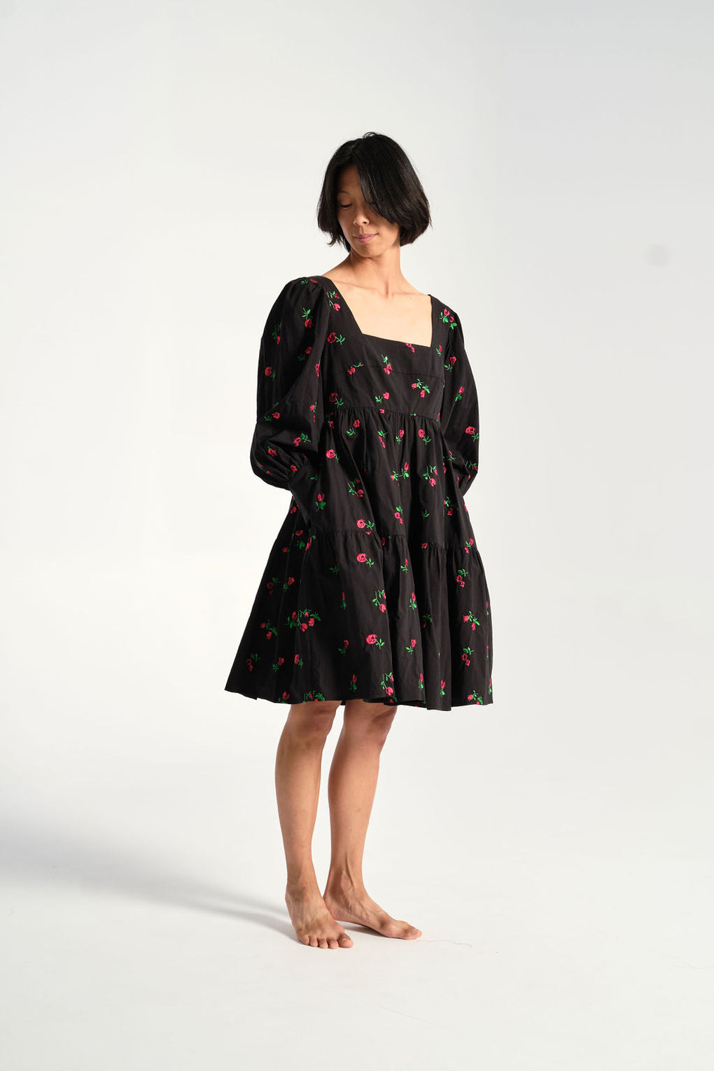 Rachel Antonoff - Christa Empire Dress in Black Rose - Idun - St. Paul