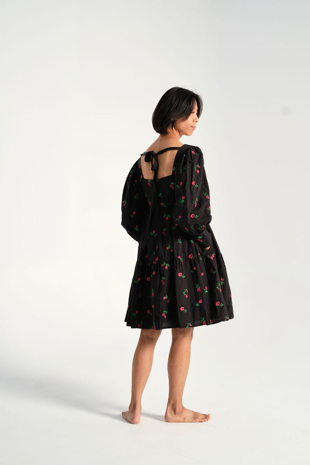 Rachel Antonoff - Christa Empire Dress in Black Rose - Idun - St. Paul