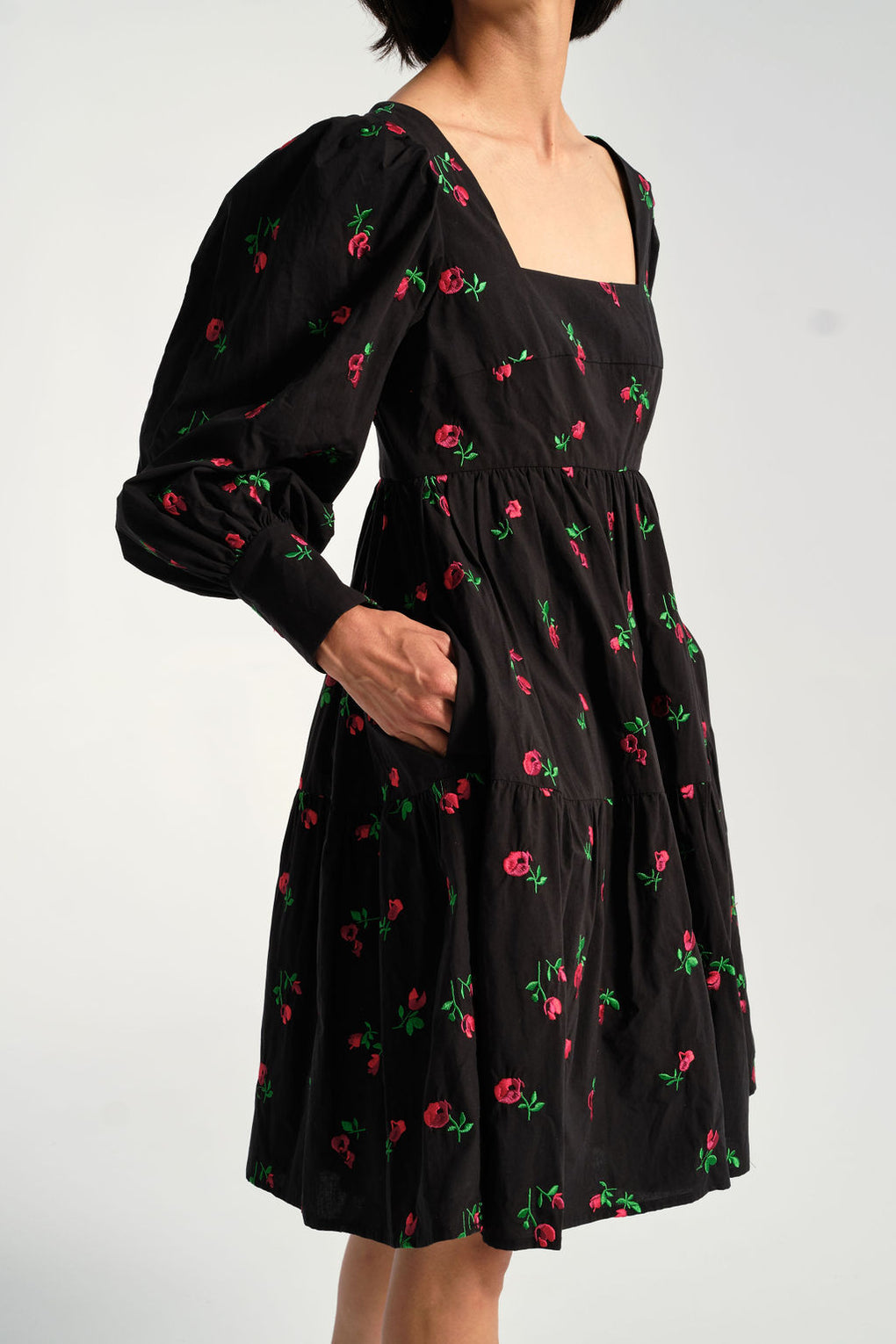 Rachel Antonoff - Christa Empire Dress in Black Rose - Idun - St. Paul