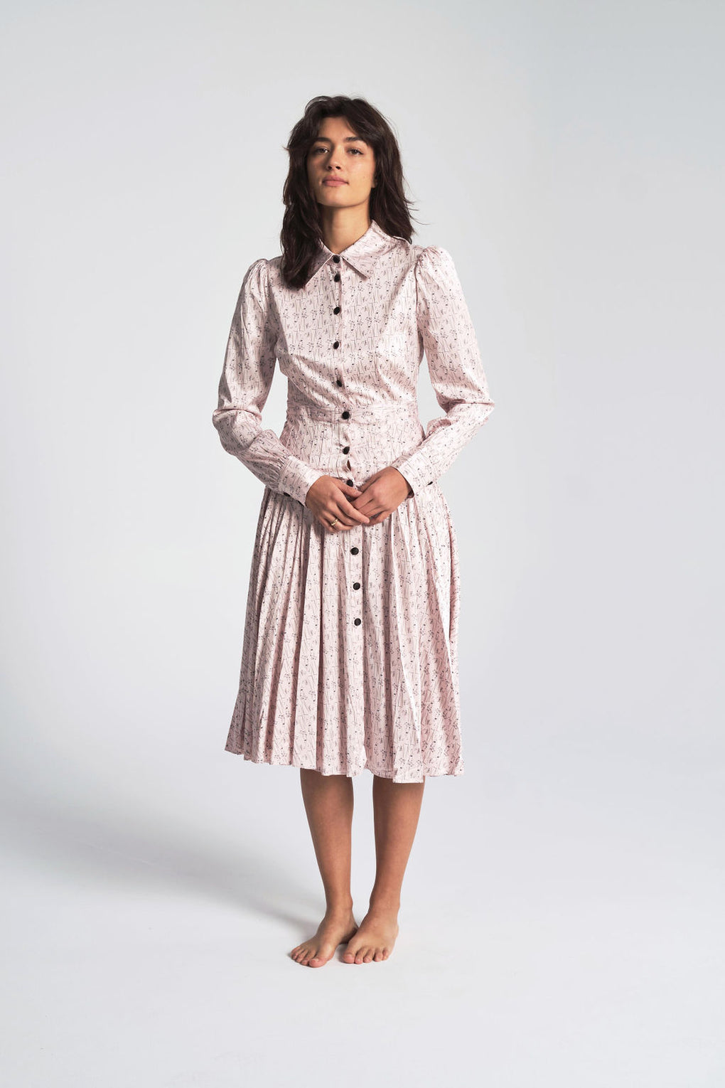 Rachel Antonoff-Fanny Pleated Shirt Dress-silk dress-Idun-St. Paul