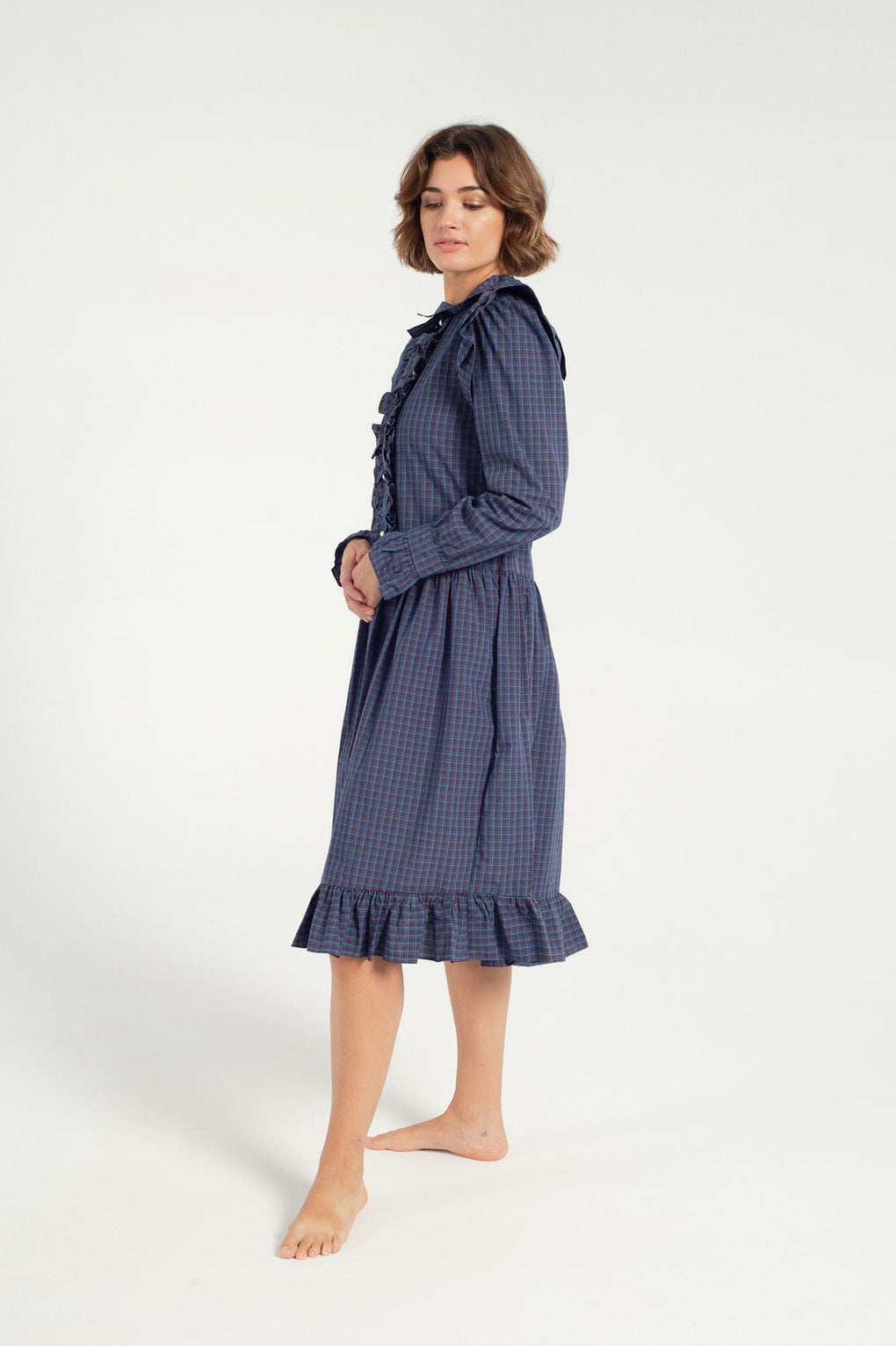 Batsheva-Long Sleeve Claude Dress-Batsheva plaid dress-blue plaid dress-Idun-St. Paul