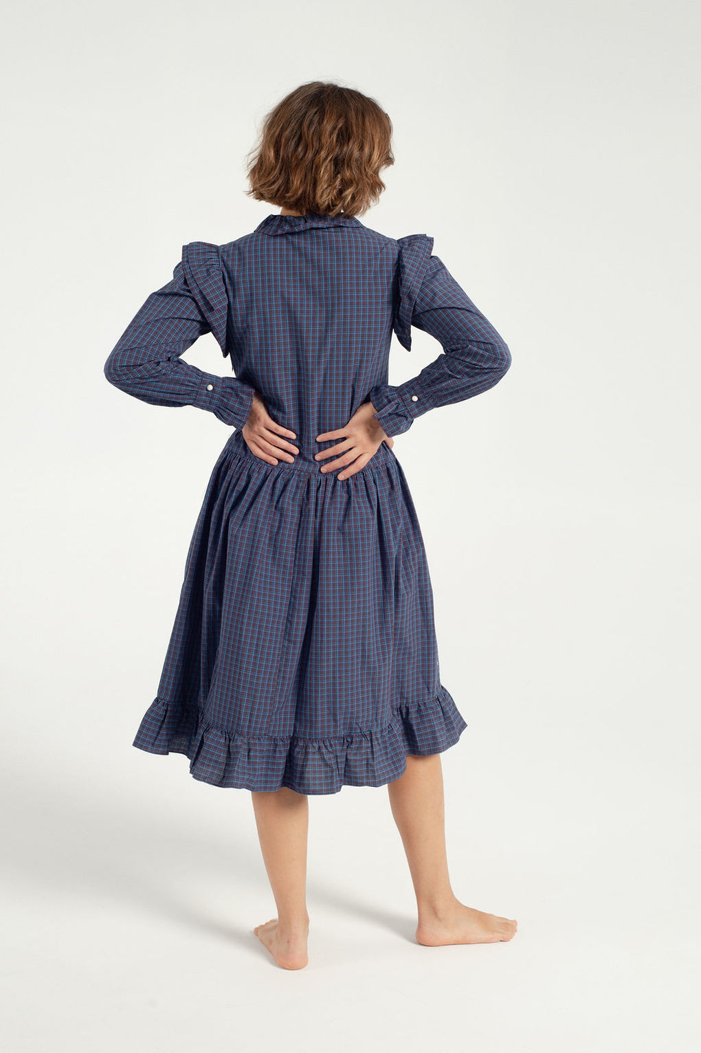 Batsheva-Long Sleeve Claude Dress-Batsheva plaid dress-blue plaid dress-Idun-St. Paul