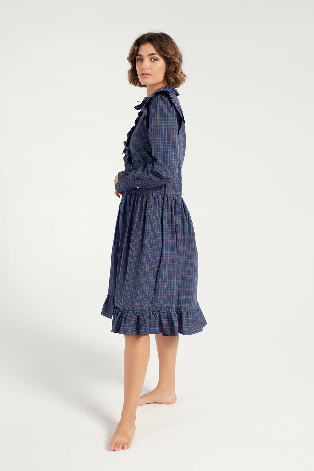 Batsheva-Long Sleeve Claude Dress-Batsheva plaid dress-blue plaid dress-Idun-St. Paul
