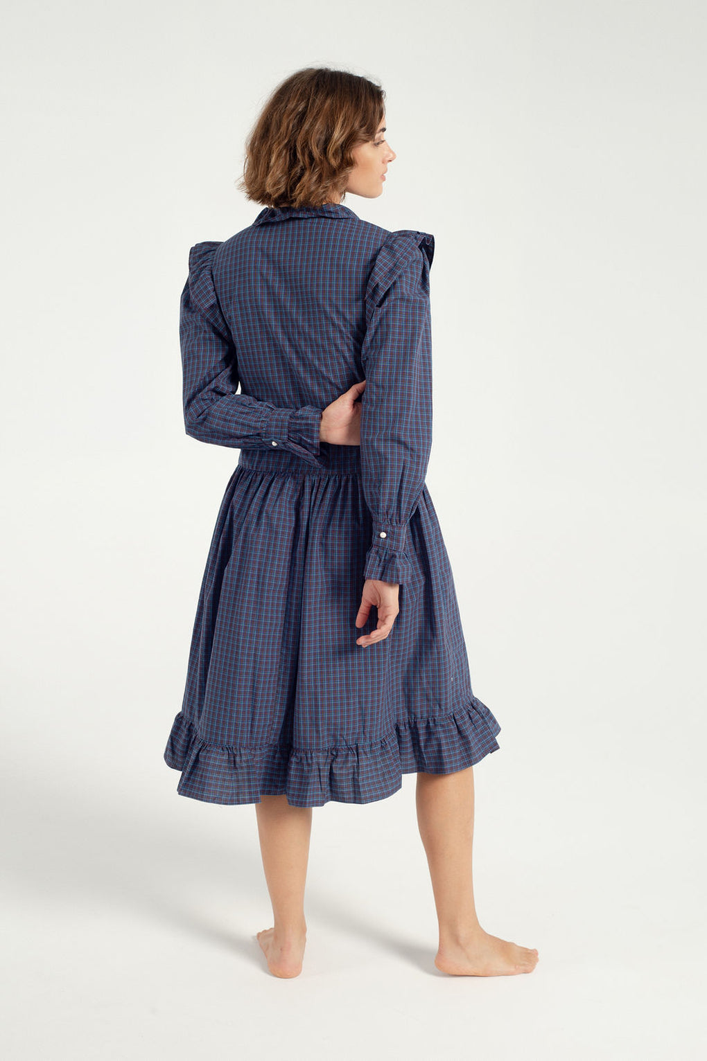 Batsheva-Long Sleeve Claude Dress-Batsheva plaid dress-blue plaid dress-Idun-St. Paul