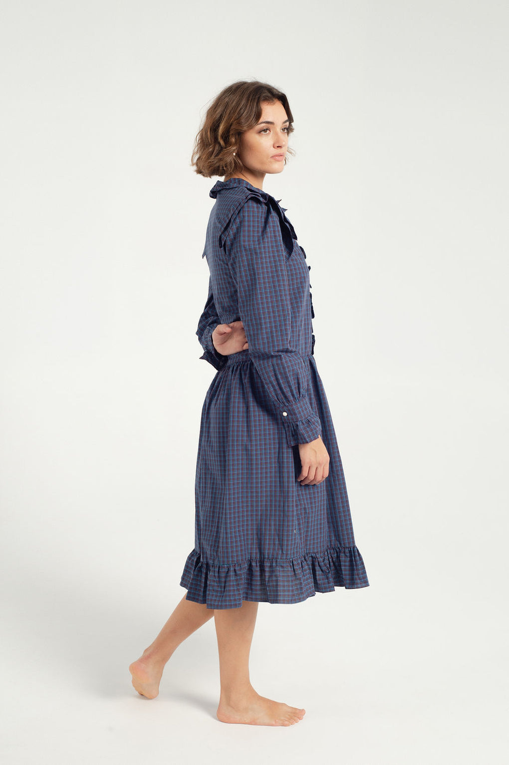 Batsheva-Long Sleeve Claude Dress-Batsheva plaid dress-blue plaid dress-Idun-St. Paul