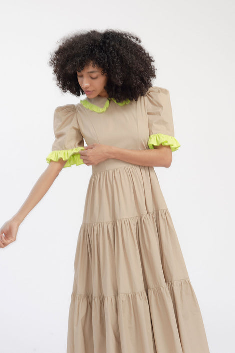 Batsheva-Batsheva Spring Lucy Dress-Batsheva camel dress-Batsheva tiered dress-Idun-St. Paul