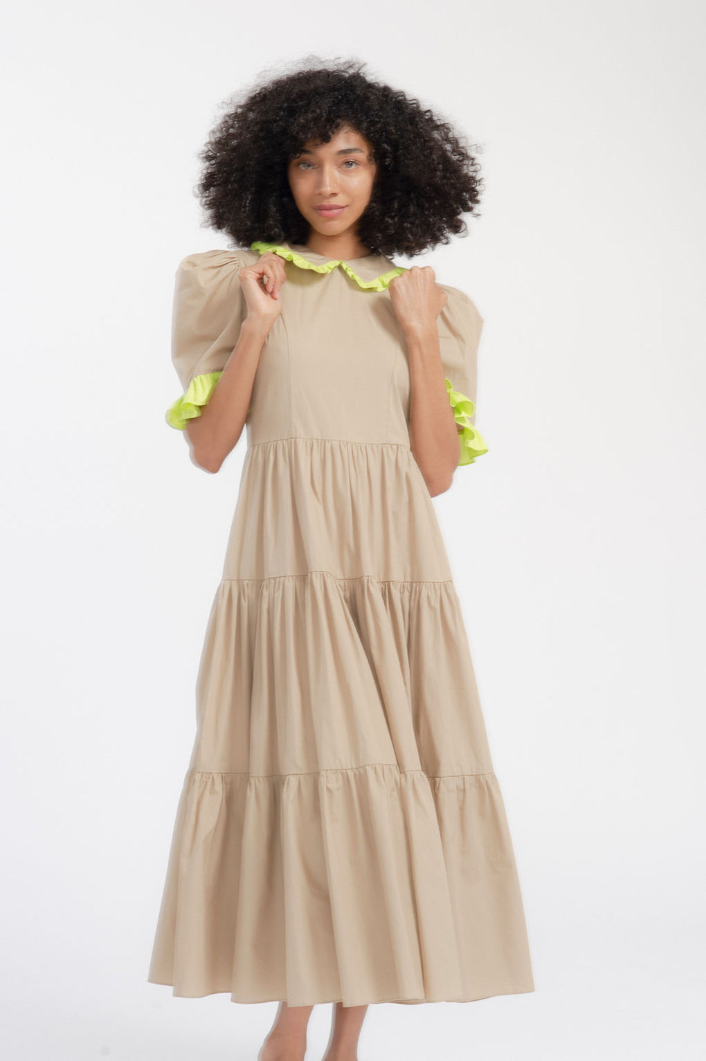 Batsheva-Batsheva Spring Lucy Dress-Batsheva camel dress-Batsheva tiered dress-Idun-St. Paul