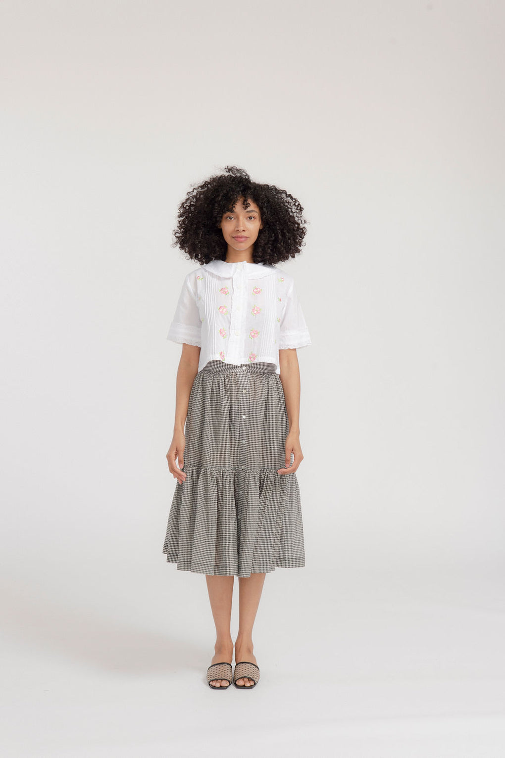 Caron Callahan Dahlia Skirt-Caron Callahan black gingham skirt-cotton gingham skirt-linen gingham skirt-black gingham skirt-Idun-St. Paul
