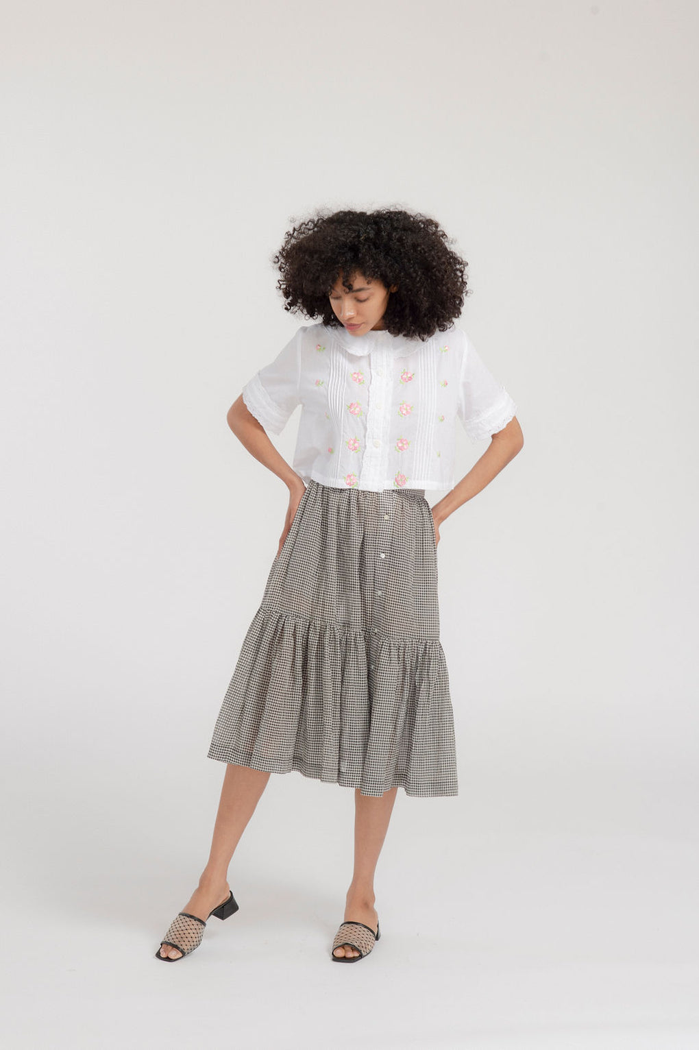 Caron Callahan Dahlia Skirt-Caron Callahan black gingham skirt-cotton gingham skirt-linen gingham skirt-black gingham skirt-Idun-St. Paul