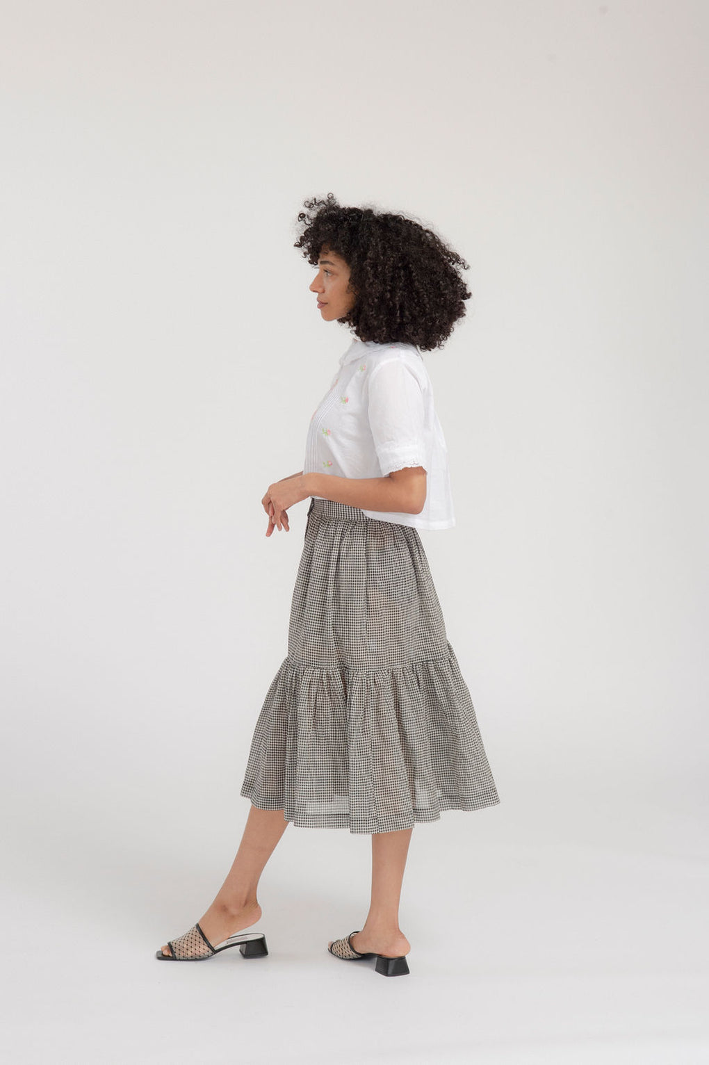 Caron Callahan Dahlia Skirt-Caron Callahan black gingham skirt-cotton gingham skirt-linen gingham skirt-black gingham skirt-Idun-St. Paul