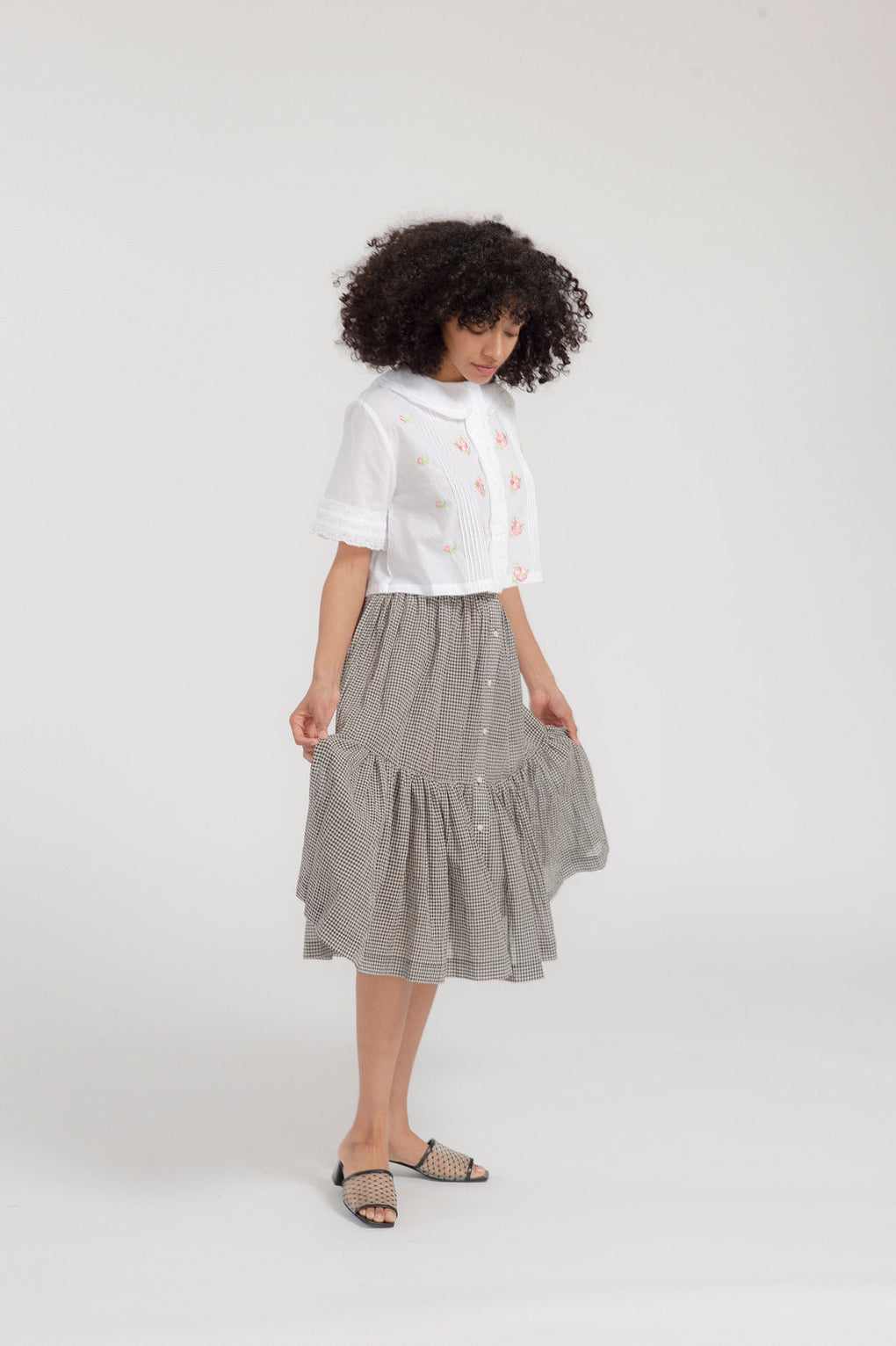 Caron Callahan Dahlia Skirt-Caron Callahan black gingham skirt-cotton gingham skirt-linen gingham skirt-black gingham skirt-Idun-St. Paul