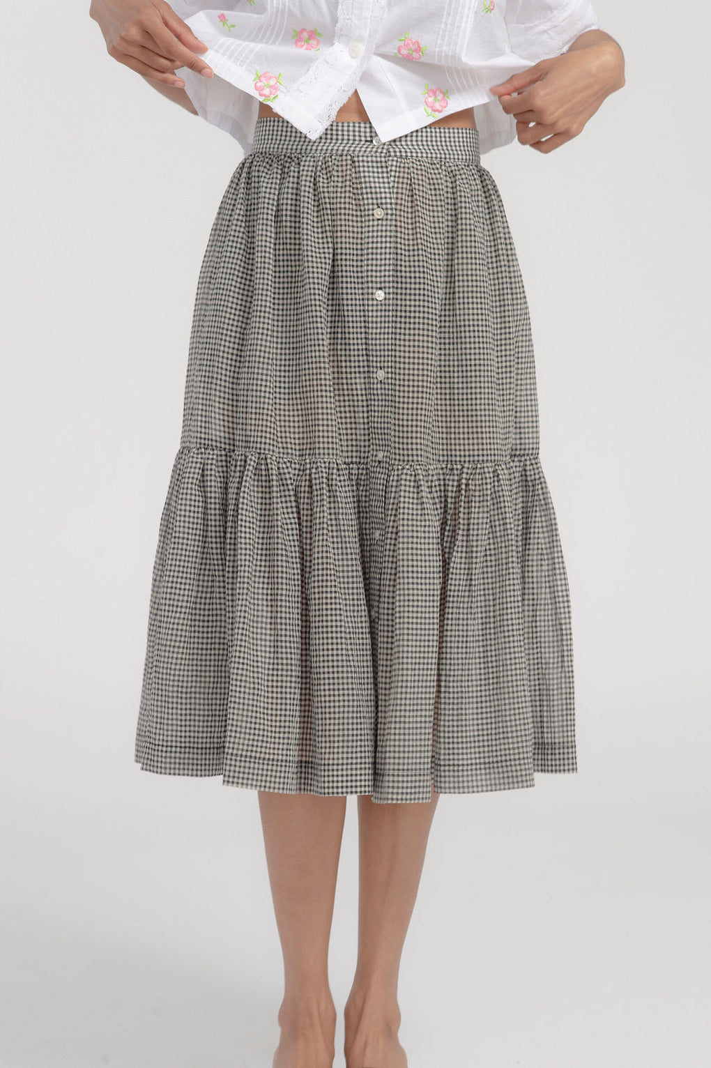 Caron Callahan Dahlia Skirt-Caron Callahan black gingham skirt-cotton gingham skirt-linen gingham skirt-black gingham skirt-Idun-St. Paul