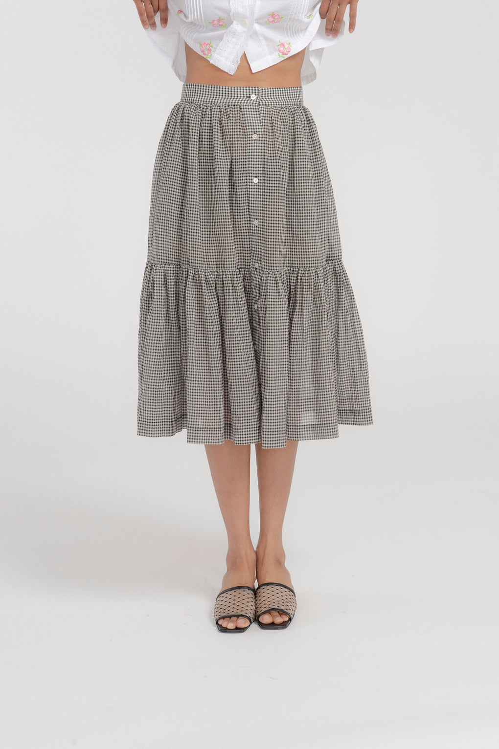 Caron Callahan Dahlia Skirt-Caron Callahan black gingham skirt-cotton gingham skirt-linen gingham skirt-black gingham skirt-Idun-St. Paul
