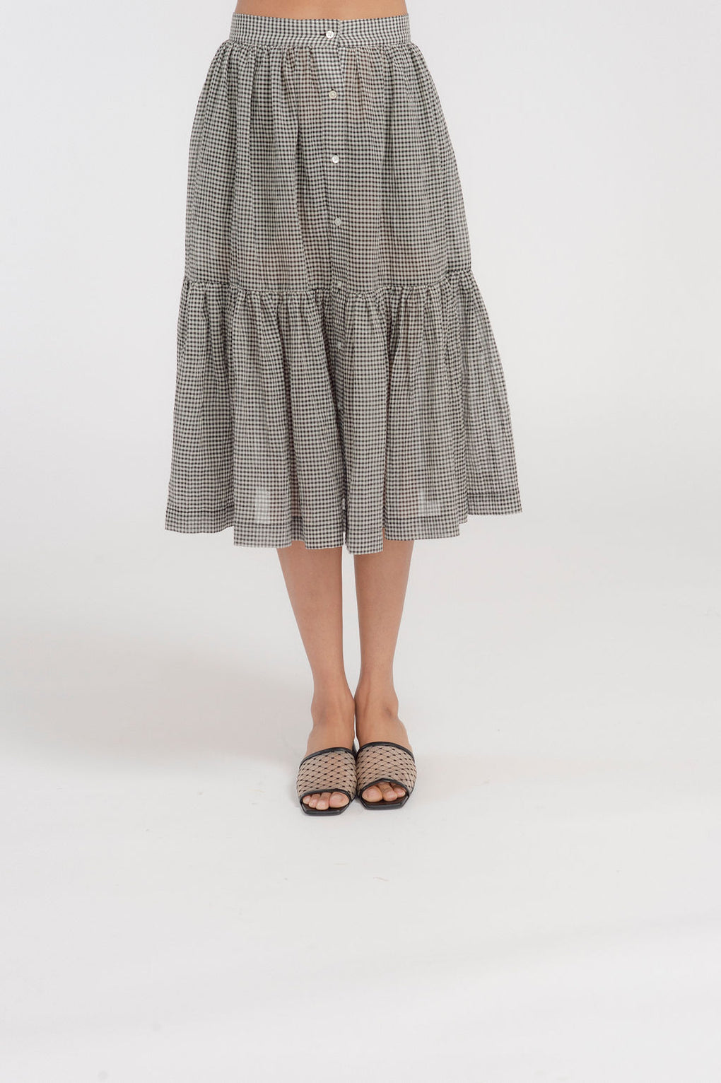Caron Callahan Dahlia Skirt-Caron Callahan black gingham skirt-cotton gingham skirt-linen gingham skirt-black gingham skirt-Idun-St. Paul