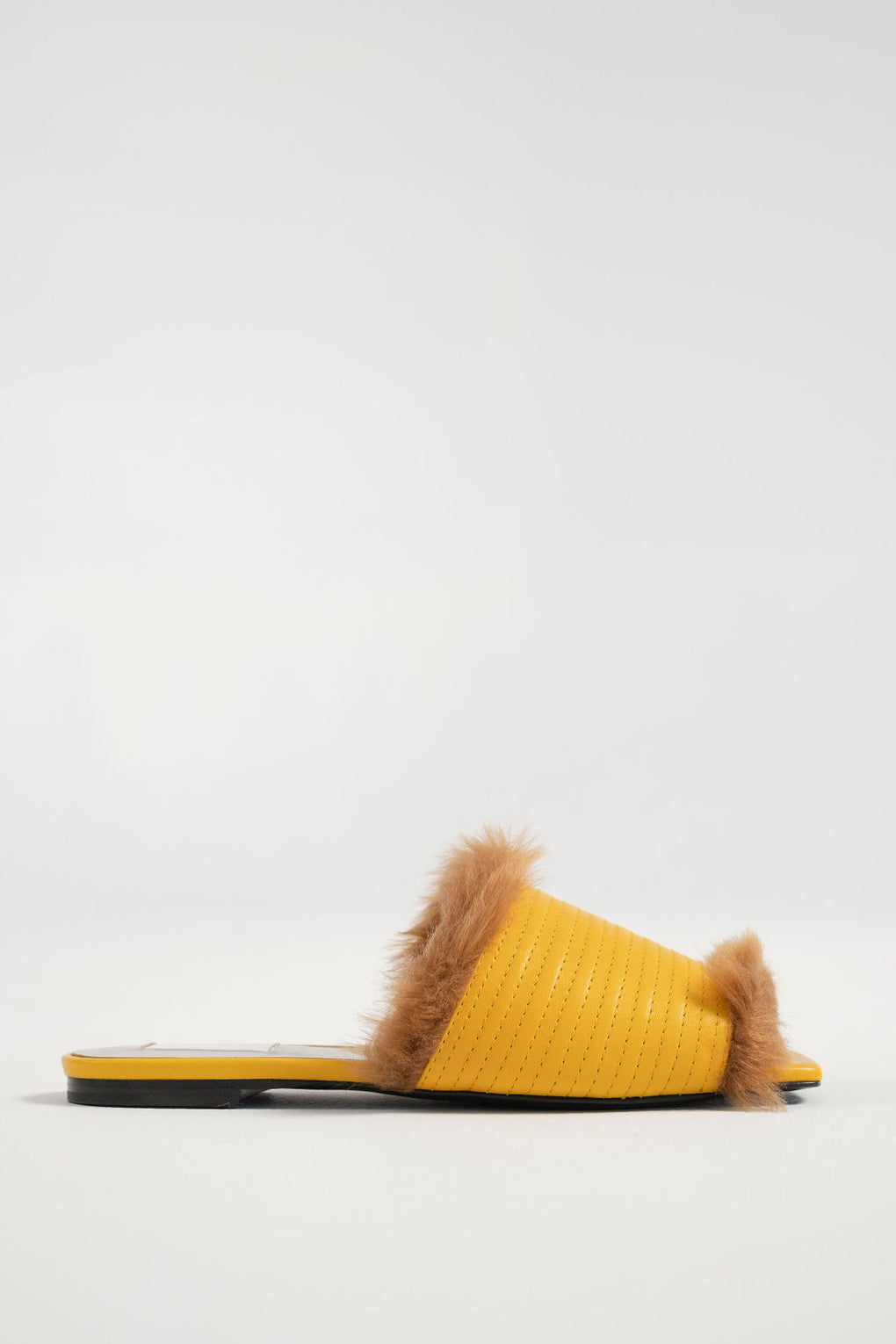 Suzanne Rae-Faux Mink Slide-yellow slides-fur mule-Idun-St. Paul