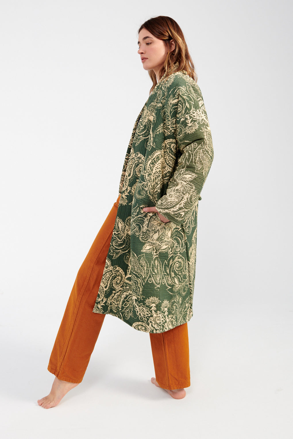 Mara Hoffman Kathya Jacket green/cream-Mara Hoffman green patterned jacket-Mara Hoffman robe jacket-Idun-St. Paul