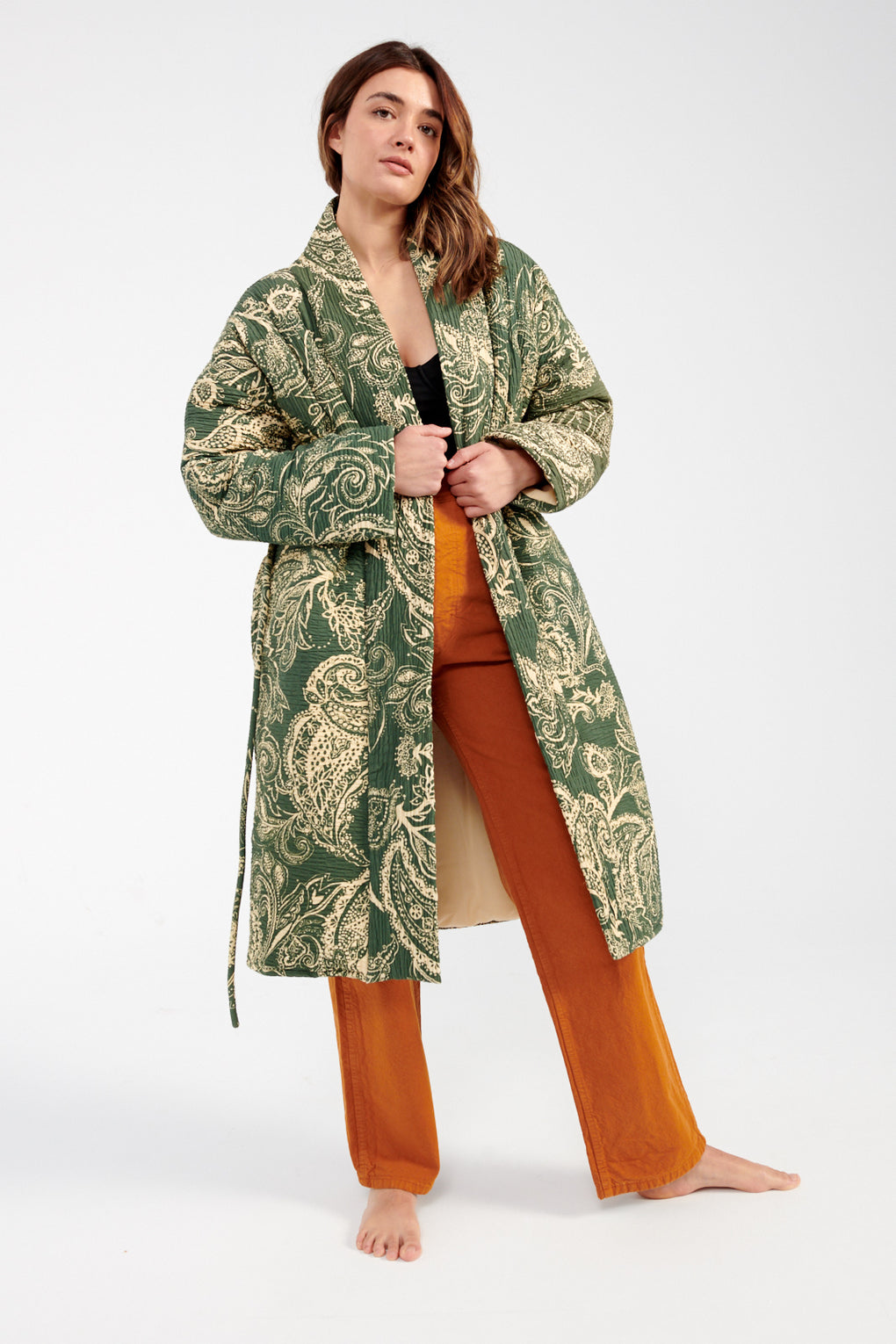 Mara Hoffman Kathya Jacket green/cream-Mara Hoffman green patterned jacket-Mara Hoffman robe jacket-Idun-St. Paul