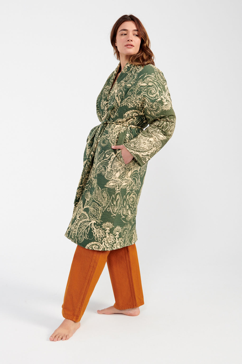 Mara Hoffman Kathya Jacket green/cream-Mara Hoffman green patterned jacket-Mara Hoffman robe jacket-Idun-St. Paul