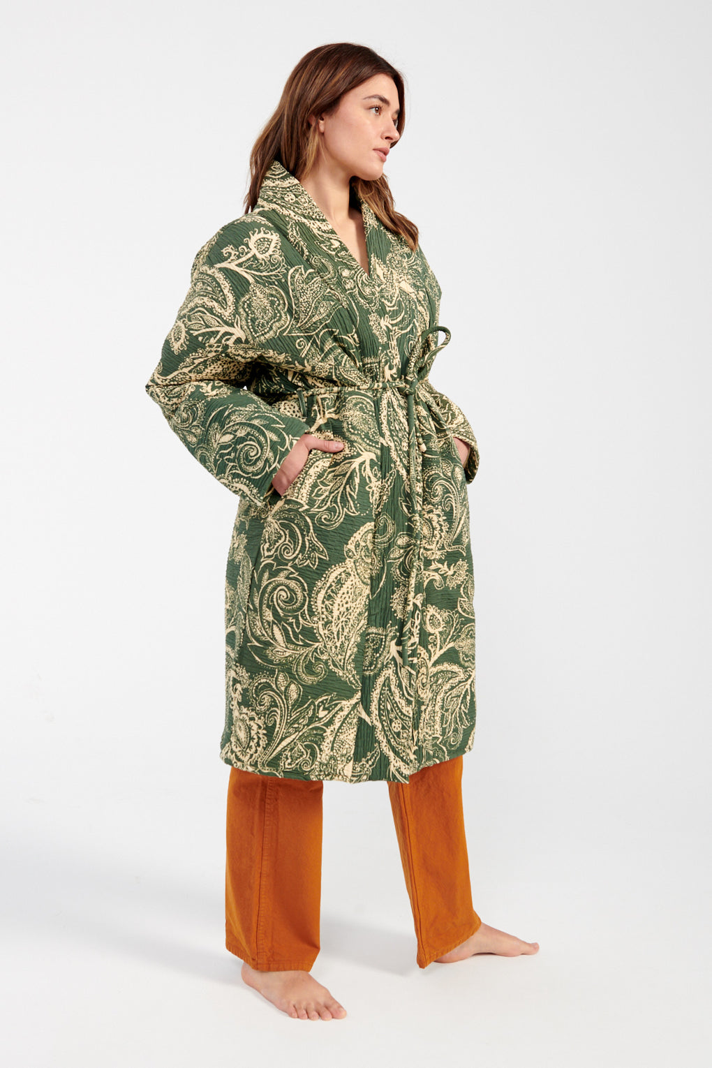 Mara Hoffman Kathya Jacket green/cream-Mara Hoffman green patterned jacket-Mara Hoffman robe jacket-Idun-St. Paul