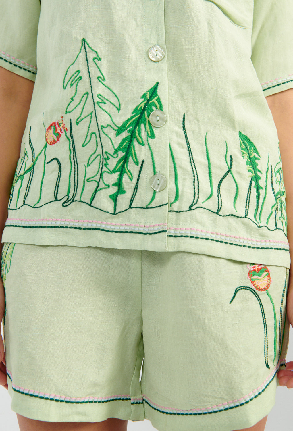 Helmstedt Aleta Shorts mint green-Helmstedt embroidered green shorts-Idun-St. Paul