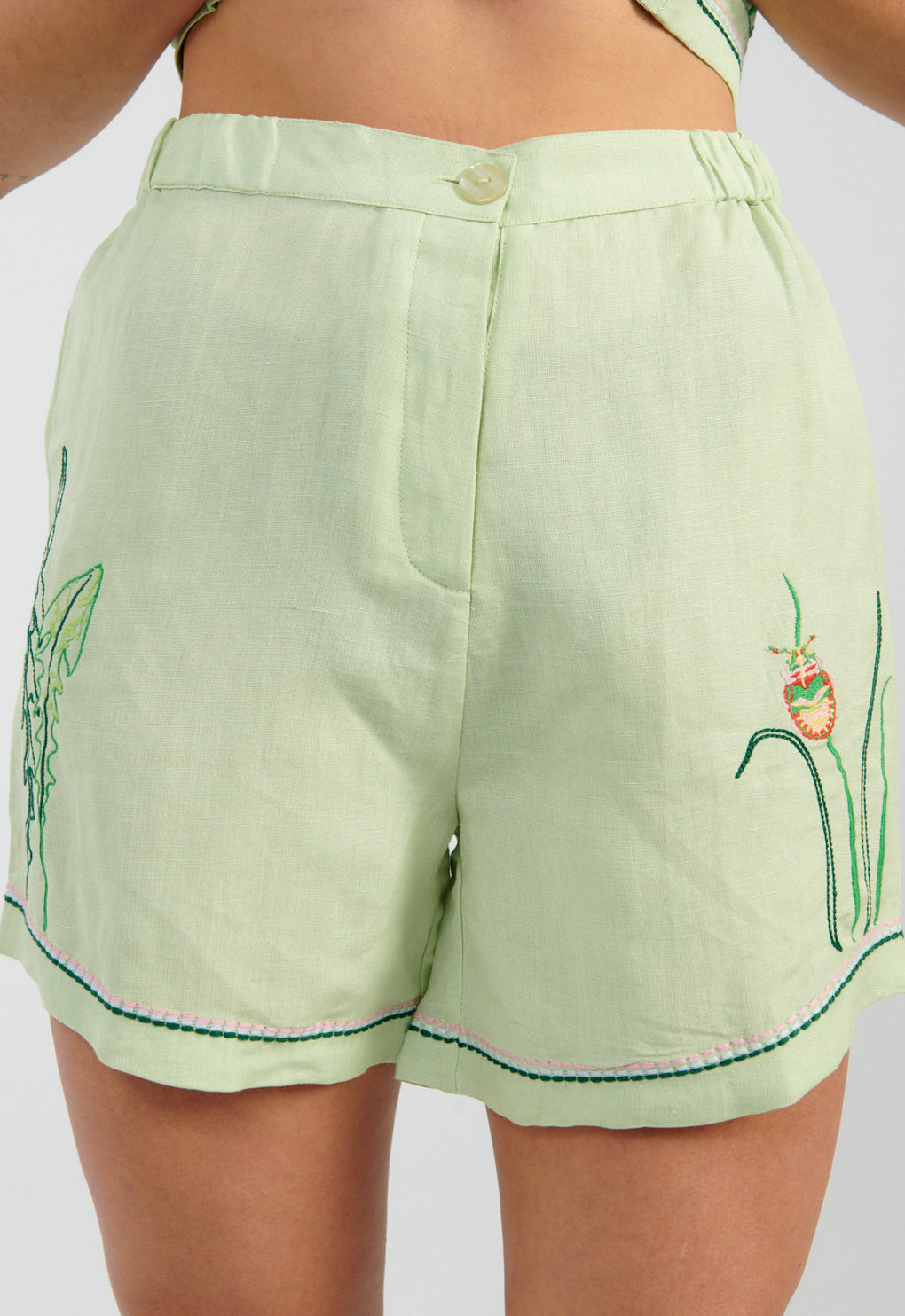 Helmstedt Aleta Shorts mint green-Helmstedt embroidered green shorts-Idun-St. Paul