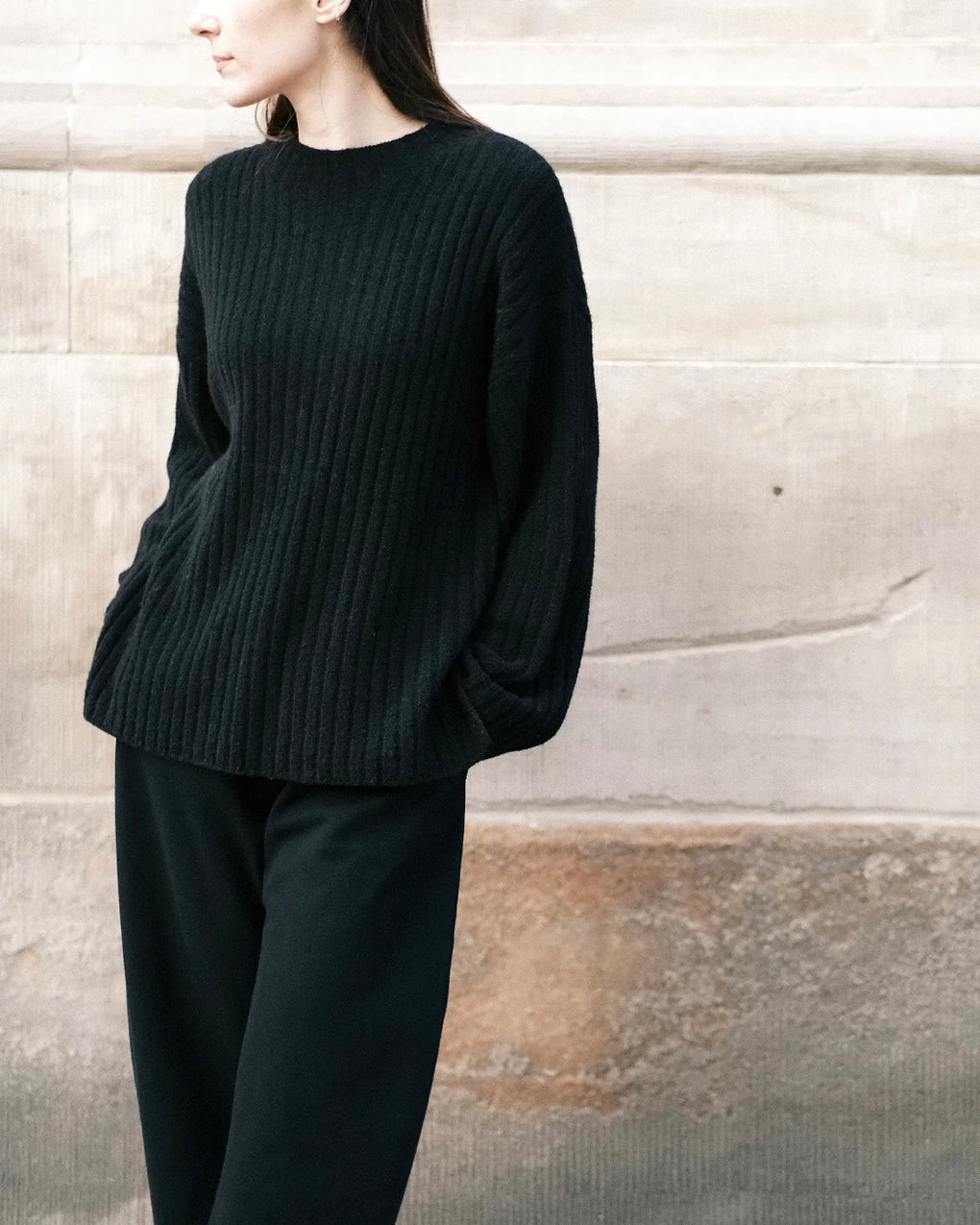 Oversized Ribbed Mockneck