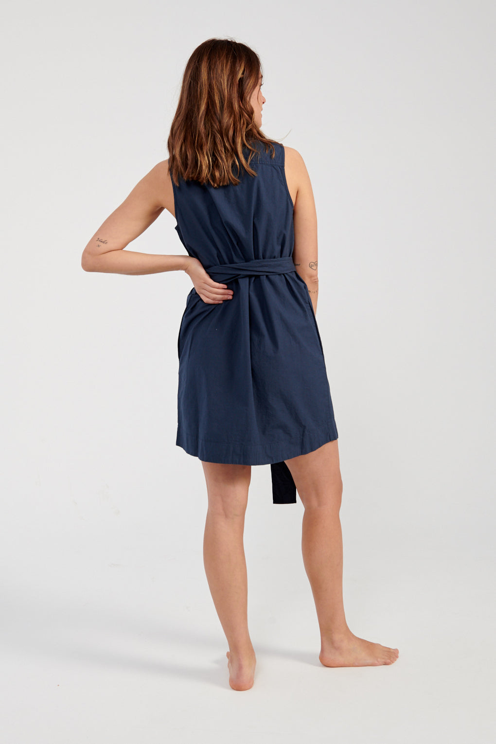 Apiece Apart Rio Tie Mini Dress navy-Apiece Apart blue mini dress-Idun-St. Paul