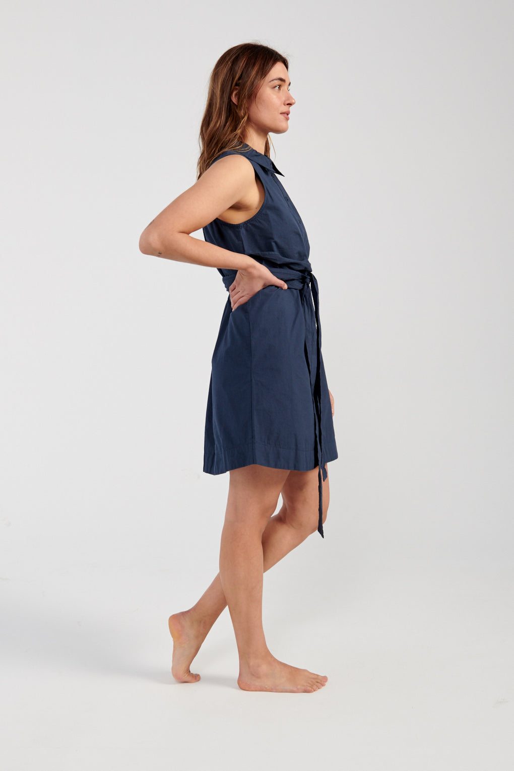 Apiece Apart Rio Tie Mini Dress navy-Apiece Apart blue mini dress-Idun-St. Paul